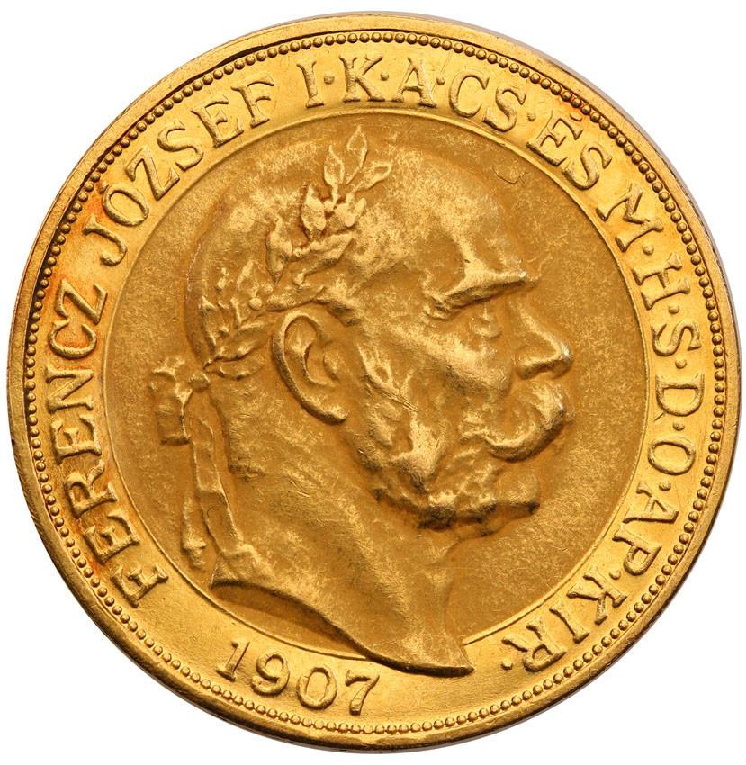 Węgry. Franciszek Józef 100 koron 1907 KB, Kremnica